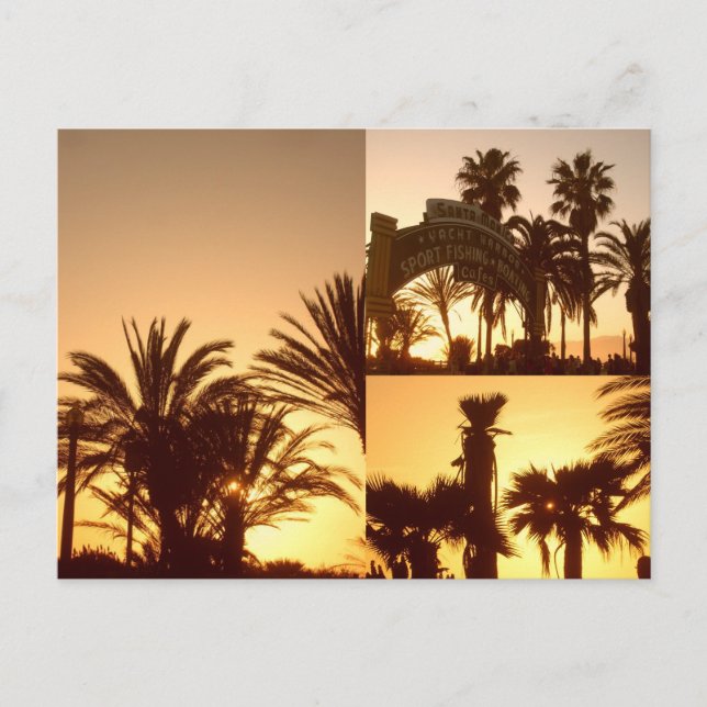 Santa Monica Sunset Collage Postkarte (Vorderseite)
