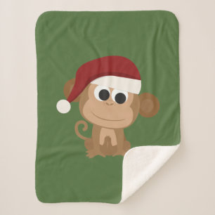 Santa Monkey Fleece Blanket Sherpadecke