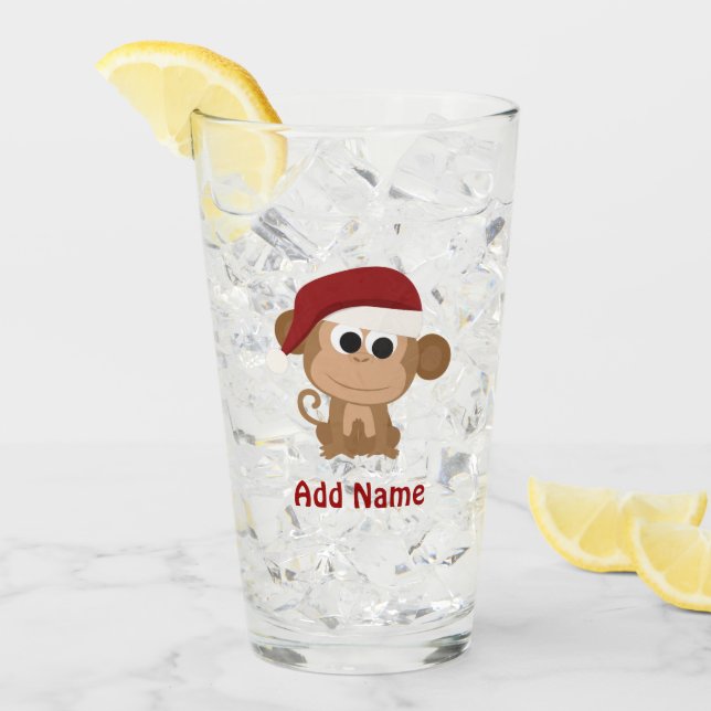 Santa Monkey Glas (Vorderseite Ice)