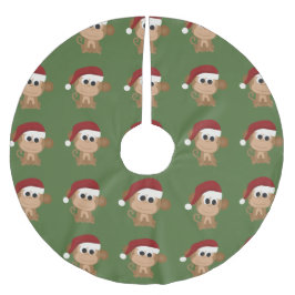 Santa Monkey Polyester Weihnachtsbaumdecke