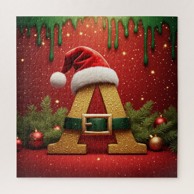 Santa Monogramm A für Weihnachtsgeschenke (Vertikal)
