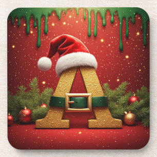 Santa Monogramm A für Weihnachtsgeschenke Getränkeuntersetzer