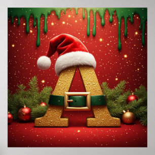 Santa-Monogramm A für Weihnachtsgeschenke Poster