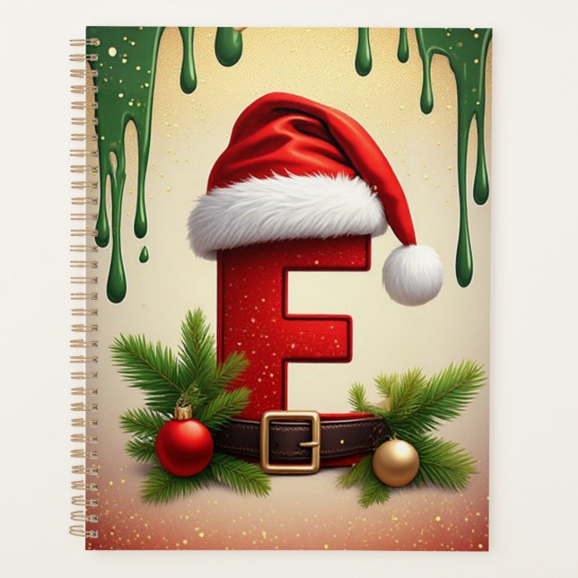 Santa Monogramm Buchstabe F mit Weihnachtsakzent � Planer (Vorderseite)