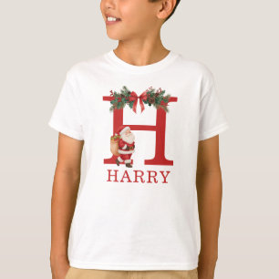 Santa Monogramm und Name Familie passend T-Shirt