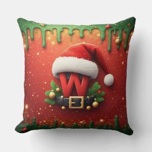 Santa-Monogramm W für Familien-Dekoration Kissen