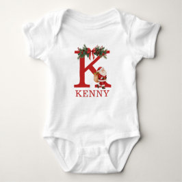 Santa Monogrammed and Name Family Matching Baby Strampler