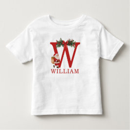Santa Monogrammed and Name Family Matching Kleinkind T-shirt