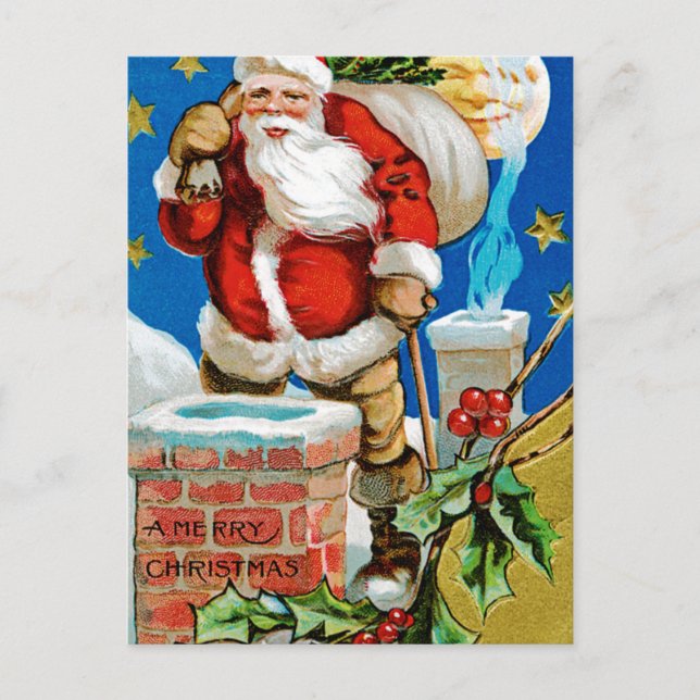 Santa Moon Feiertagspostkarte (Vorderseite)