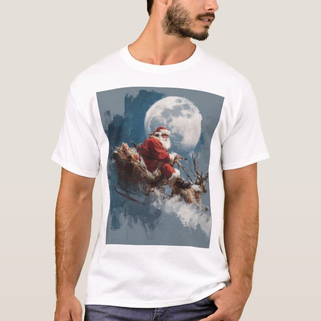 Santa Moonlit Sleigh Ride T-Shirt (Vorderseite)