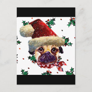 Santa Mops Feiertagspostkarte