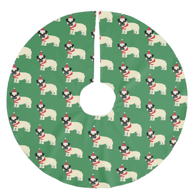 Santa Mops Polyester Weihnachtsbaumdecke (Vorderseite)