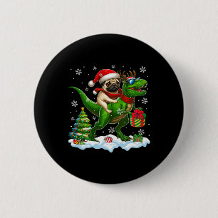 Santa Mops Riding Rentier T-rex Weihnachtskids Tod Button