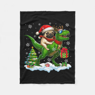 Santa Mops Riding Rentier T-rex Weihnachtskids Tod Fleecedecke