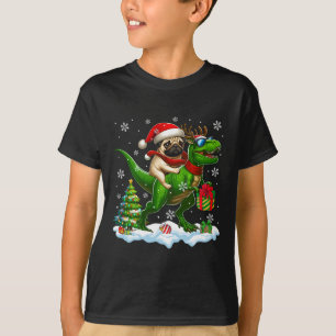 Santa Mops Riding Rentier T-rex Weihnachtskids Tod T-Shirt