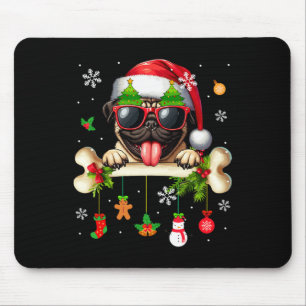 Santa Mops Sungles Niedlich Bone Xmas Besitzer Kin Mousepad