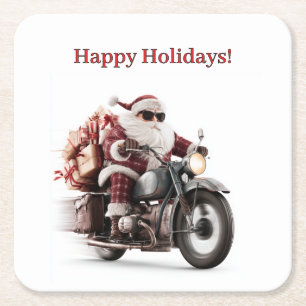 Santa-Motorrad-Weihnachtsfeier-Starter Rechteckiger Pappuntersetzer