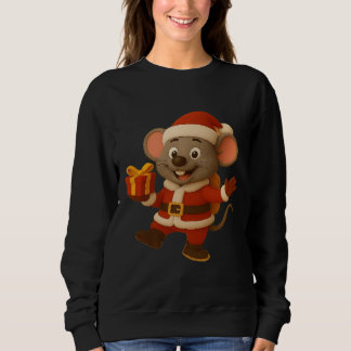 Santa Mouse Long Sleeve T - Shirt | Niedliches Wei