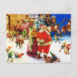 Santa & Mrs. Claus am Nordpol Feiertagspostkarte