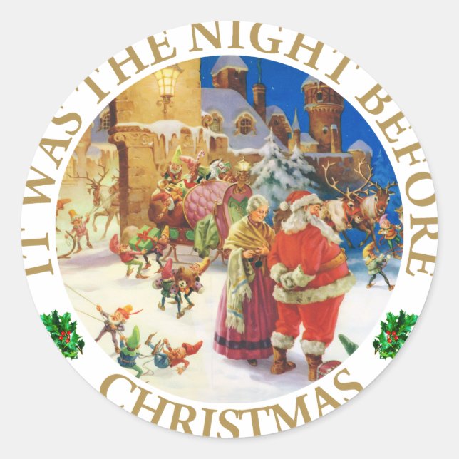 Santa & Mrs., Claus am Nordpol Runder Aufkleber (Vorderseite)