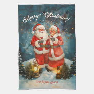 Santa Mrs Claus Merry Christmas Geschirrtuch