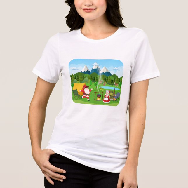 Santa, Mrs Claus & Rudolph Family Camping Tri-Blend Shirt (Vorderseite)