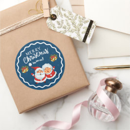 Santa & Mrs. Claus – Süßes Weihnachtsdesign Runder Aufkleber