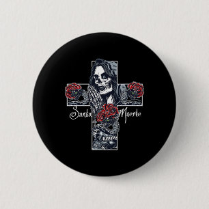 Santa Muerte Cross Button