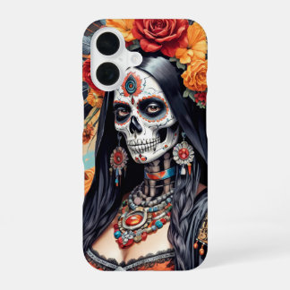 Santa Muerte in traditioneller Kostümumhüllung iPhone 16 Hülle