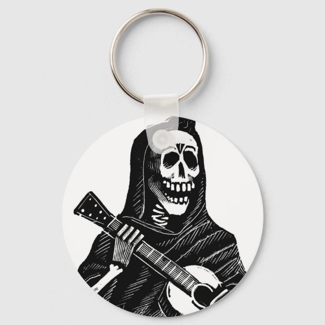 Santa Muerte mit Guitar Circa in den frühen 1900er Schlüsselanhänger (Vorderseite)
