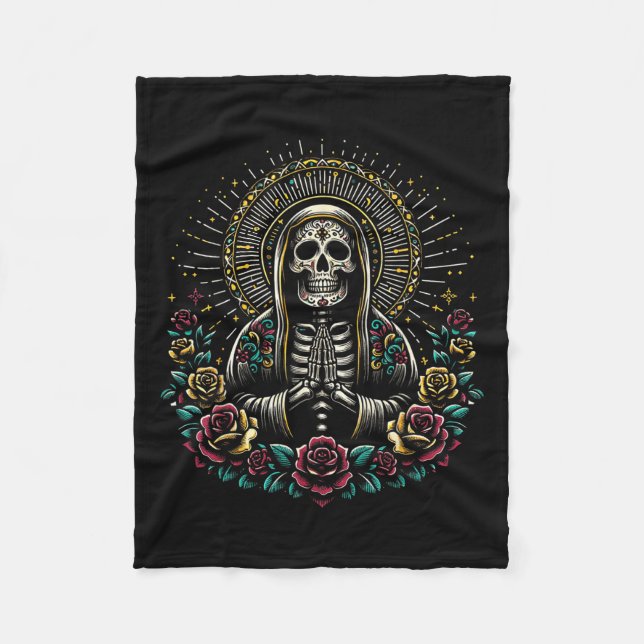 Santa Muerte Perdoname Fleecedecke (Vorderseite)