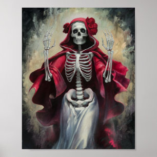 Santa Muerte Poster mit rotem Umhang