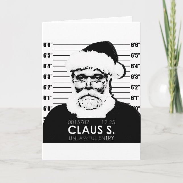 Santa Mugshot Card Feiertagskarte (Vorderseite)