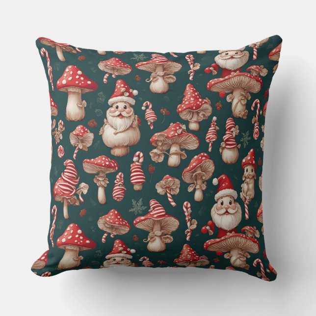 Santa Mushroom Weihnachten Kissen (Vorderseite)