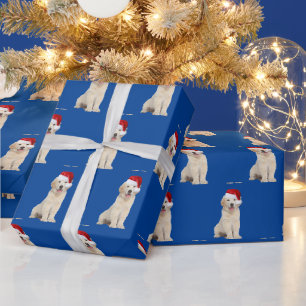Santa-Mütze auf Golden Retriever-Welpen-Verpackung Geschenkpapier