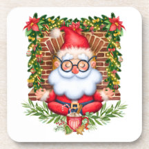 Santa Namaste Yoga Pose Weihnachten Untersetzer Se