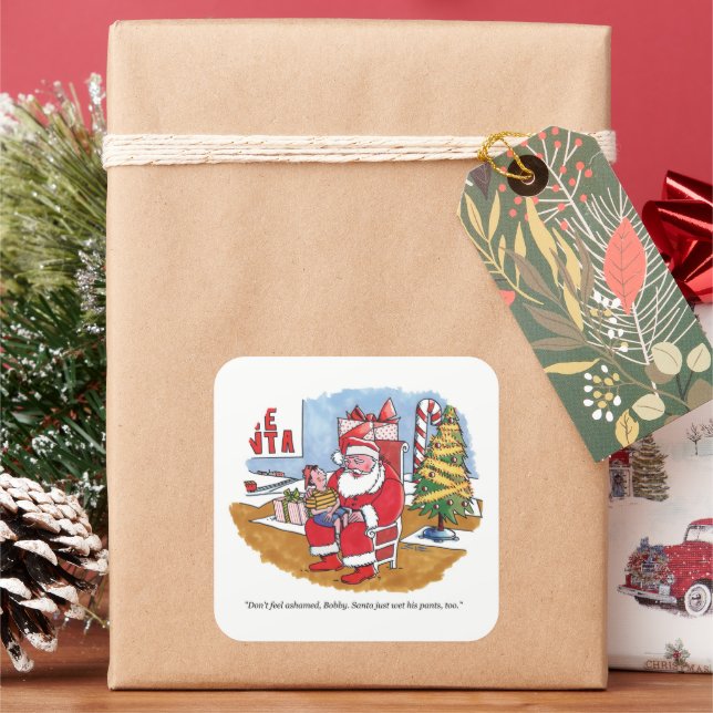 Santa Net große quadratische Aufkleber (Feiertag)