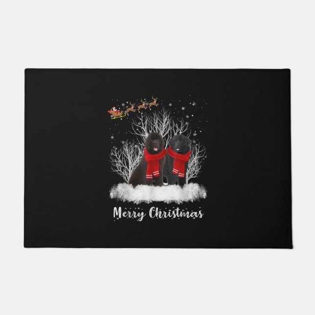 Santa Neufundland Couple Frohe Weihnachtsgeburt Ge Fußmatte (Vorderseite)