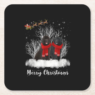 Santa Neufundland Couple Frohe Weihnachtsgeburt Ge Rechteckiger Pappuntersetzer