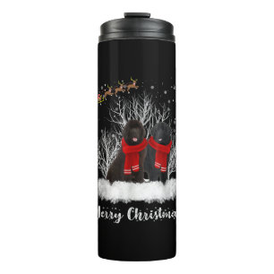 Santa Neufundland Couple Frohe Weihnachtsgeburt Ge Thermosbecher