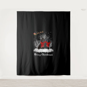 Santa Neufundland Couple Frohe Weihnachtsgeburt Ge Wandteppich