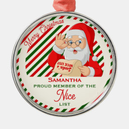 Santa Nice Liste Stolz Mitglied Medaille Weihnacht Ornament Aus Metall