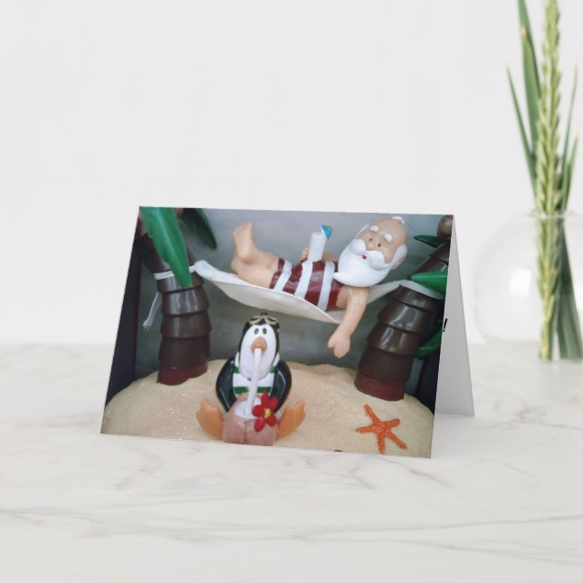 SANTA NIMMT EIN BREAK FEIERTAGSKARTE (Vorderseite)