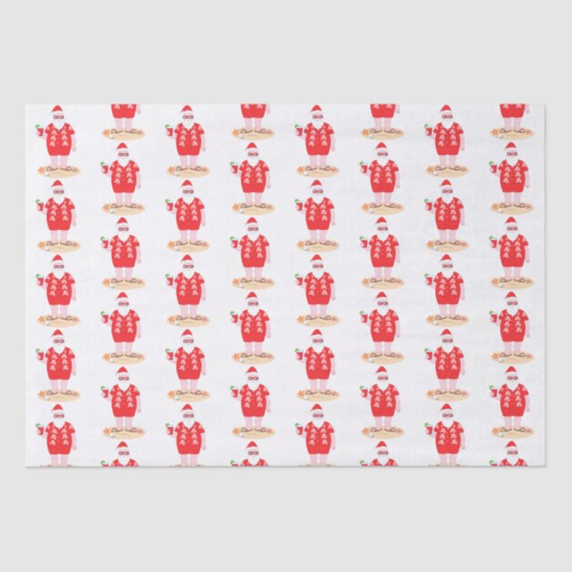 Santa nimmt einen Tag am Strand Seidenpapier (Vorderseite)