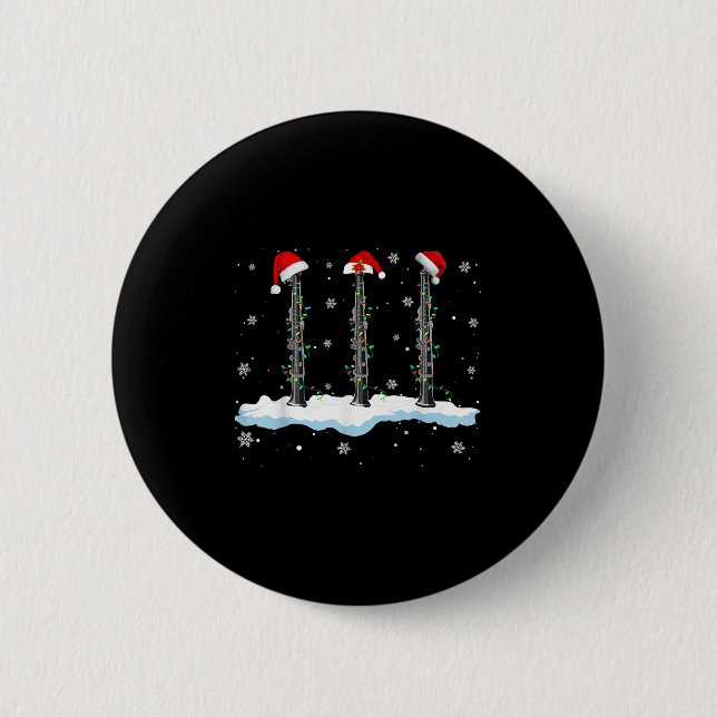 Santa Oboe Christmas Lights Funny Oboe Lover  Button (Vorderseite)
