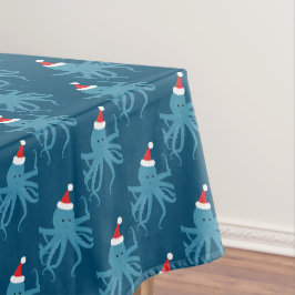 Santa Octopus Blue Christmas Tableclout Tischdecke
