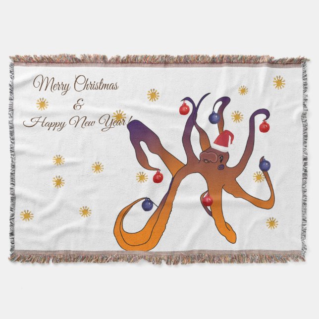 Santa Octopus Decke (Vorderseite)