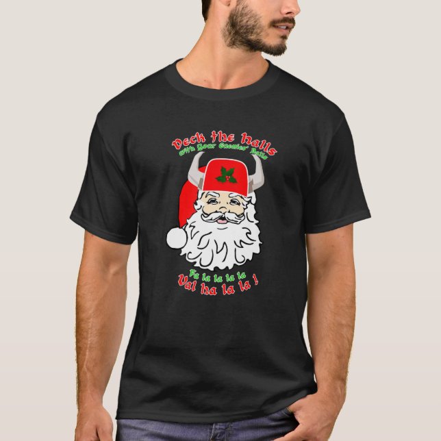 Santa Odin Deck die Hallen Viking Heavy Metal Chri T-Shirt (Vorderseite)