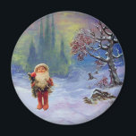 SANTA OF THE GNOMES Funny Christmas Magnet<br><div class="desc">Mixed media painting ,  fine art   digital art. Little Gnome is a rare old italian toy that we have from the years 1950.</div>