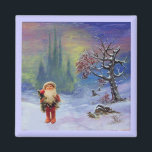 SANTA OF THE GNOMES MAGNET<br><div class="desc">Mixed media painting ,  fine art   digital art. Little Gnome is a rare old italian toy that we have from the years 1950.</div>